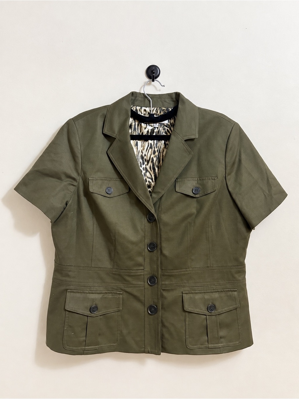 Kasper Separates Olive Short-Sleeve Safari-Style Jacket